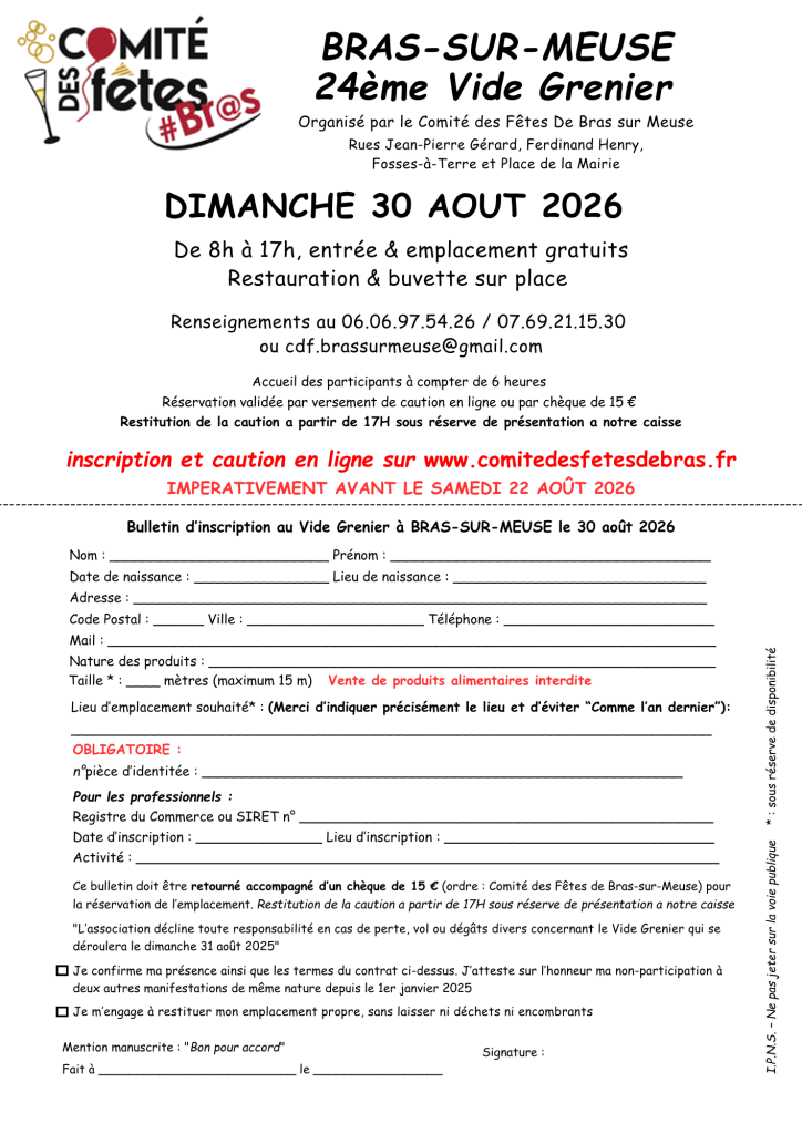 Vide Grenier 2026 - 30 août 2026